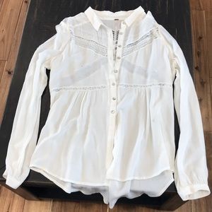 Free People white button up with lace